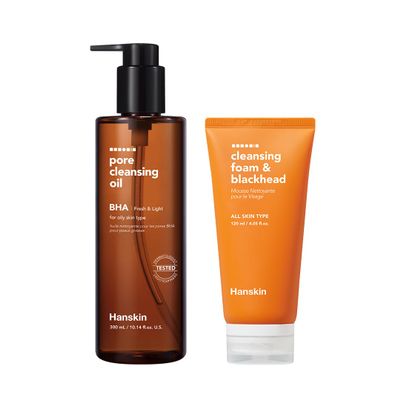 Hanskin Deep Cleanse Duo BHA Pore Cleansing Oil & Foam Cleanser | Deep Pore Cleansing & Blackhead Care for Oily & Combination Skin | Korean Skincare Set, K-Beauty