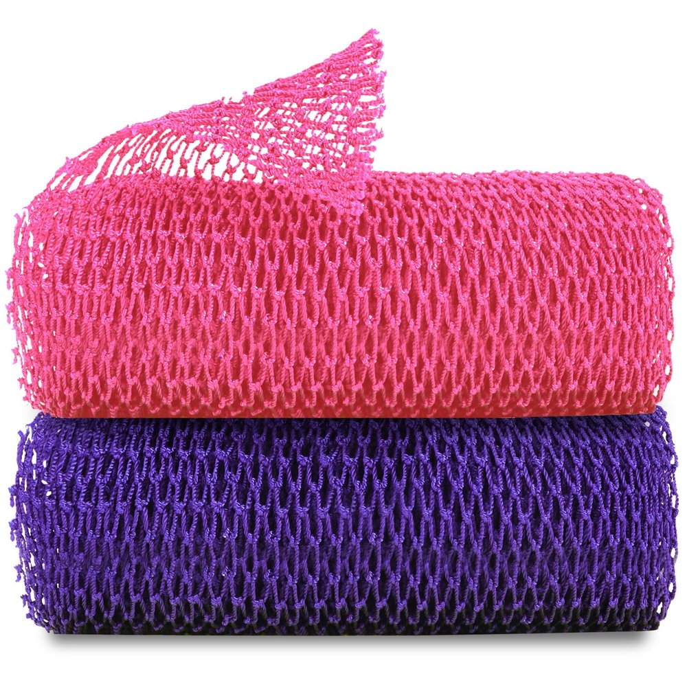 2 Pieces African Net Sponge, African Exfoliating Net Rip-Resistant Loofah Exfoliating, Body Back Scrubber for Shower, Long Nylon Exfoliating Back Washcloth Towel for All Skin Daily Use