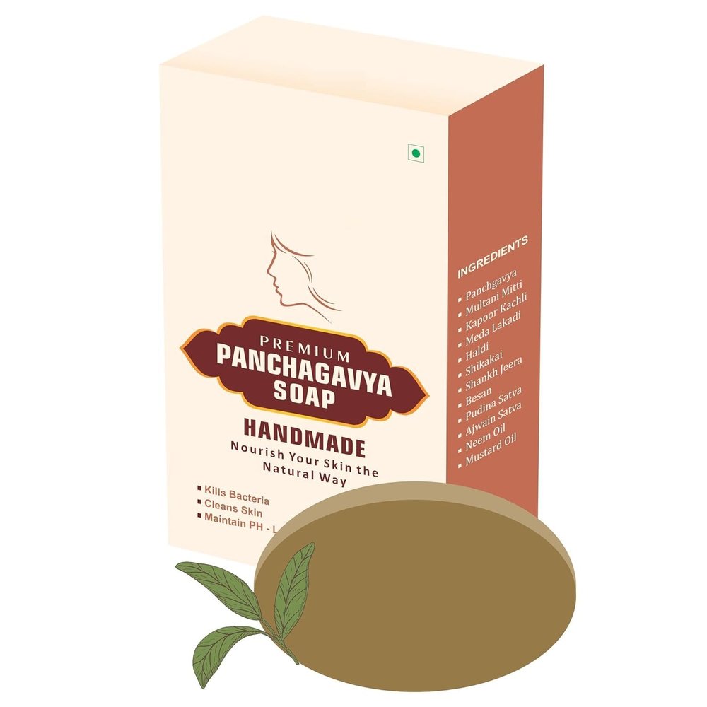 2.2oz Panchgavya Soap I Natural & Hand Made Ayurvedic Soaps I Traditional Method Made I Chemical Free I for All Types of Skins I Face Care ? 65 gm. (2)