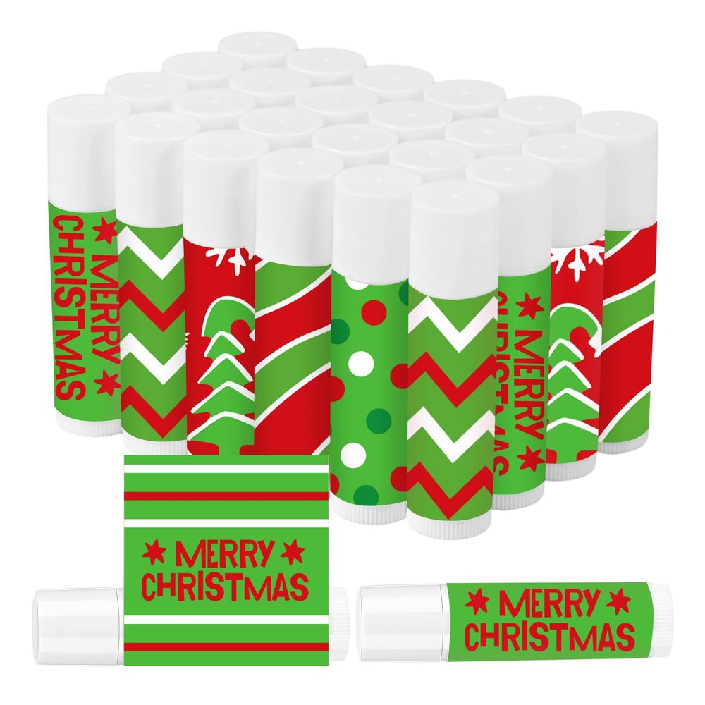 50 Pcs Christmas Lip Balm Bulk Lip Care Moisturizing and Nourishing Lip Balm Christian Religious Holiday Party Gift for Women Girls Coworkers (Green and Red)