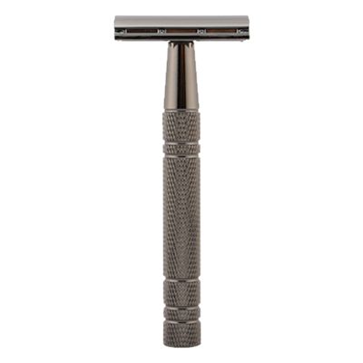 Brrnoo Manual Beard Trimmer, Portable Double Side Beard Clipper Tool, Aluminum Alloy Handle, Manual Shaving Tool, 5pcs Blades, for Men for Home and Travel Grooming