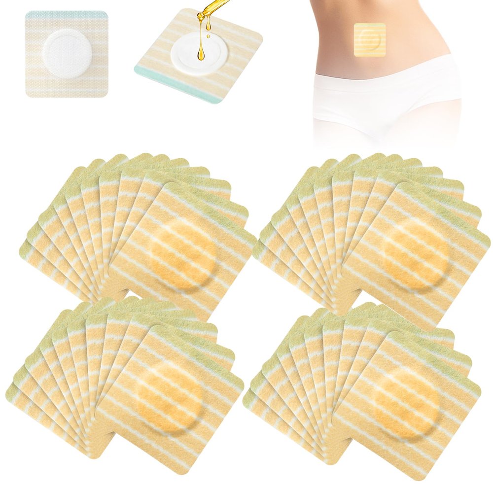 40Pcs Castor Oil Patches 2.75" Disposable Spunlace Belly Button Patch No-Wash Castor Oil Wraps Pads for Stomach