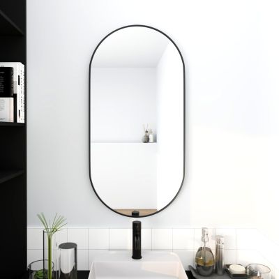 18 x 35 Inch Clear Reflection & NO Distortion Bathroom Mirror Black Aluminum Frame Shower Mirrors for Hotel Bathroom (Black)
