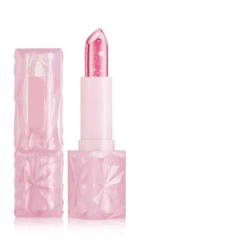 FHBWQY Pink Color Changing Lip Balm Lipstick Diamond Jelly Transparent Gloss Long-Lasting moisturizing Glitter nourishes Lips(W-03)