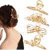 4 Pack Large Metal Hair Clips for Thin to Thick Curly Hair, 4.3 Inch Big Nonslip Gold Color Clamps, Perfect Fashion Jaw Claw Hair Styling Accessories for Women and Girls, Christmas Gifts(Style D) view 1