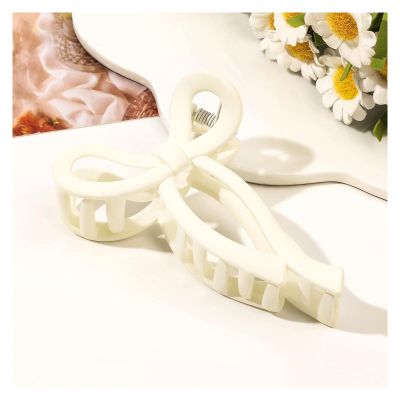 10Pcs Bow Hair Clips for Women, Girls, Sturdy and Durable, 3.94Inch Hair Bows for Thin and Thick, Nonslip, Hair Accessory, Clothing Accessories (Milk White)