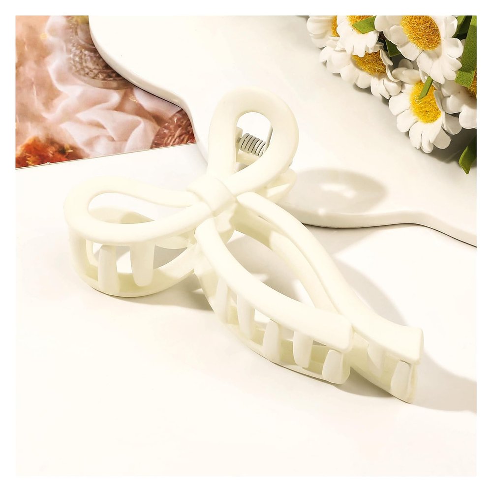 10Pcs Bow Hair Clips for Women, Girls, Sturdy and Durable, 3.94Inch Hair Bows for Thin and Thick, Nonslip, Hair Accessory, Clothing Accessories (Milk White)