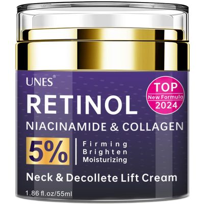 Neck Firming Cream with Retinol & Collagen  Tighten & Lift for Women & Men | Anti-Aging, Hydrating Day & Night Moisturizer (1.86 oz)