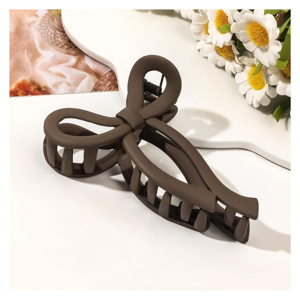10Pcs Bow Hair Clips for Women, Girls, Sturdy and Durable, 3.94Inch Hair Bows for Thin and Thick, Nonslip, Hair Accessory, Clothing Accessories (Dark Coffee)