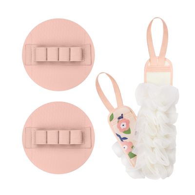 3-Pack Bath Scrubber Kit: 2 Silicone Exfoliating Pats & Double-Sided Long Handle Back Scrubber Bath Puff for Deep Cleansing. (2 Pink & Pink)