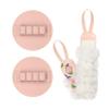 3-Pack Bath Scrubber Kit: 2 Silicone Exfoliating Pats & Double-Sided Long Handle Back Scrubber Bath Puff for Deep Cleansing. (2 Pink & Pink) view 1