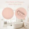 3-Pack Bath Scrubber Kit: 2 Silicone Exfoliating Pats & Double-Sided Long Handle Back Scrubber Bath Puff for Deep Cleansing. (Pink & Black & Pink) view 2