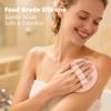 3-Pack Bath Scrubber Kit: 2 Silicone Exfoliating Pats & Double-Sided Long Handle Back Scrubber Bath Puff for Deep Cleansing. (Pink & Black & Pink) view 3