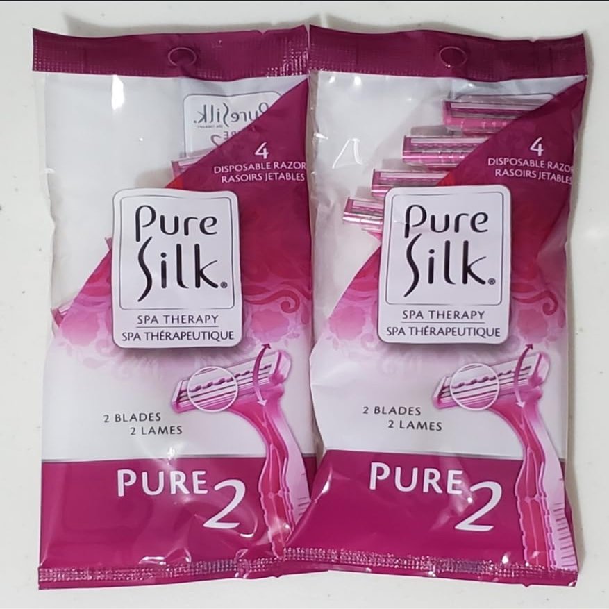 4 Disposable Razors - Pure Silk Therapy Disposable Razors- 2 Blades [PACK of 2]