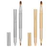 2Pcs Retractable Lip Brush for Lipstick, Double-ended Retractable Lipstick Brush with Cap, for Lip Gloss Travel Applicator (Silver, Gold) view 1