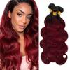 1B/99J Ombre Body Wave Bundles Human Hair 20 22 24Inch 1B/99J Ombre Body Wave Human Hair Bundles Brazilian Virgin Hair(1B/99J-BD-20 22 24) view 1