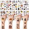 10 Sheets YEFIUO Halloween Temporary Tattoos Set,Halloween Party Face Body Decorations,Prank Makeup Pumpkin Cartoon Mini Fake Tattoos Stickers for Kids Adults Halloween Rave Decor,Water Transfer Print view 1