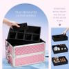 4-in-1 Professional Makeup Train Case with Lock & Wheels  Large Rolling Cosmetic Trolley Organizer for Salon, Nail, Beauty (Baby Pink) view 3
