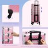 4-in-1 Professional Makeup Train Case with Lock & Wheels  Large Rolling Cosmetic Trolley Organizer for Salon, Nail, Beauty (Baby Pink) view 4