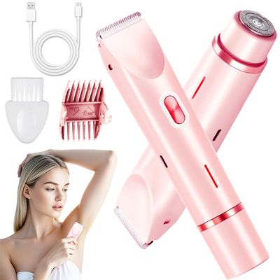 Bikini Trimmer for Women, 2 in 1 Electric Razors for Women, Dermave Bikini Shaver, IPX7 Waterproof & Easy Cleaning, Ceramic Blade, 120 Min Cordless Runtime, Ultra Low Silent