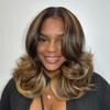 13X6 HD Invisible Lace Frontal Human Hair Wig Short Body Wave Ombre Highlight Honey Blonde Beazilian Remy Wigs Pre Plucked with Baby Hair Bleached Knots 180% Density Bob Wavy Colored Wig 14Inch view 3