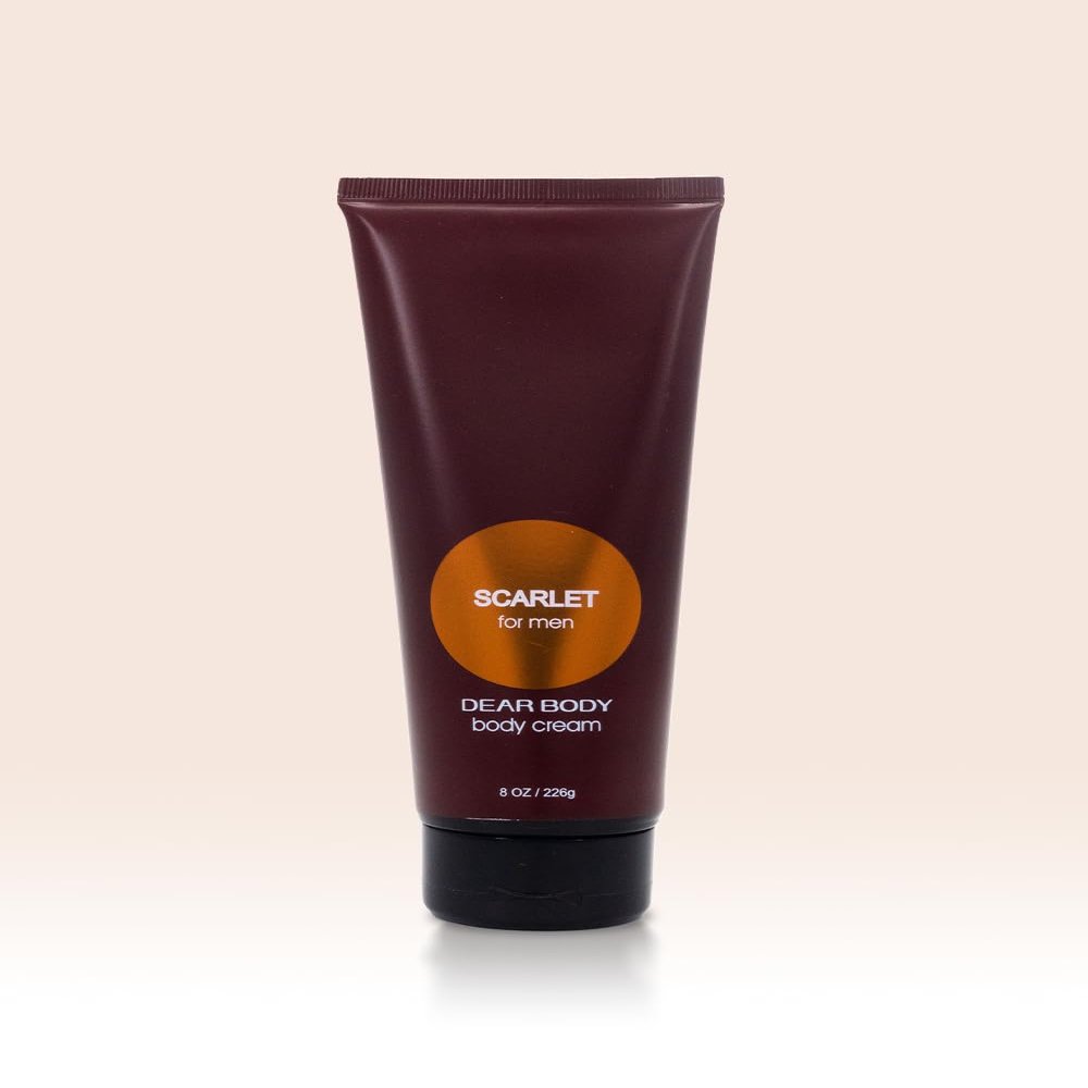 Body Butter Mousse for Men 8 oz / 226 g  Hydrating & Nourishing Body Care  Non-Greasy, Whipped Body Cream with Citrus, Apple & Musk Notes (Scarlet)