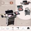 4-in-1 Professional Makeup Train Case with Lock & Wheels  Large Rolling Cosmetic Trolley Organizer for Salon, Nail, Beauty (Jet Black) view 3