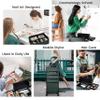 4-in-1 Professional Makeup Train Case with Lock & Wheels  Large Rolling Cosmetic Trolley Organizer for Salon, Nail, Beauty (Dark Green) view 3