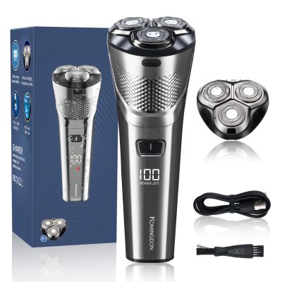 Electric Razor for Men with an Extra Head,Waterproof Electric Shaver, Rechargeable Cordless Shavers,USB-C Fast Charging,LED Display,Wet/Dry