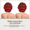 Red Black Harlequin Print Satin Silk Bonnet for Sleeping Women, Adjustable Double Layer Satin Hair Bonnet Night Sleep Cap for Curly Hair view 4