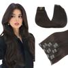 PINKPEARL Human Hair Extensions Clip ins 22inch Clip in Hair Extensions #2 Dark Brown Real Human Hair Clip on 120g 7pcs Remy Hair Clip ins for Women(#2-22) view 1
