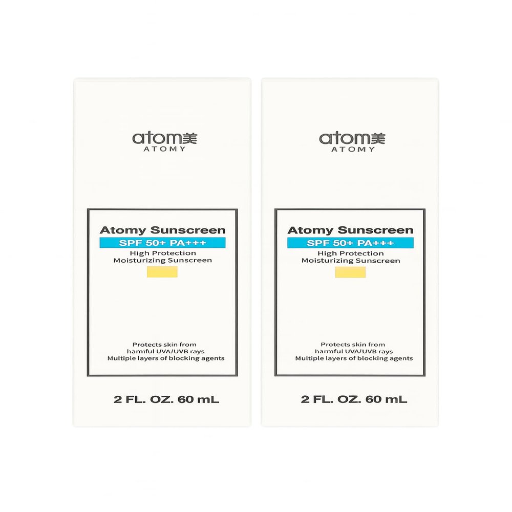 A.t.o.m.y Sunscreen SPF 50+ PA+++, High Protection Moisturizing, 2 FL OZ, UVA/UVB Protection Beige 2ea