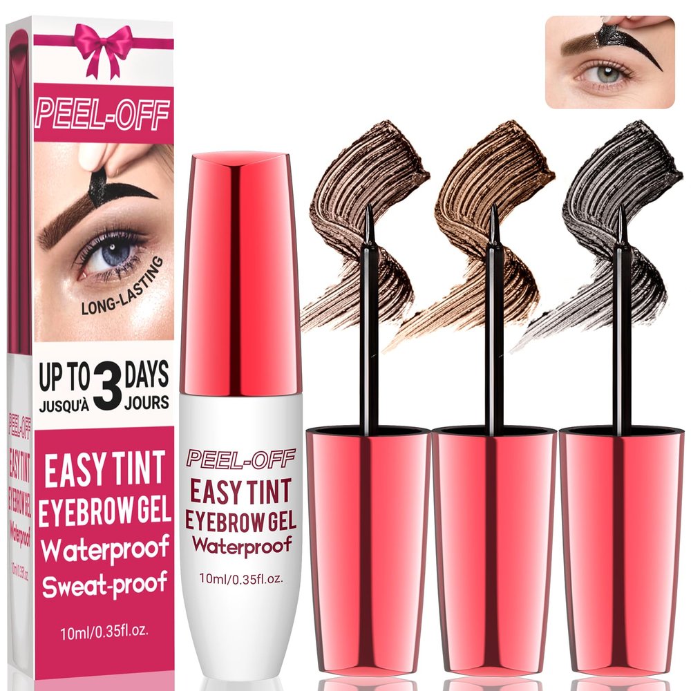 3PCS Eyebrow Tattoo Gel Peel Off WaterproofLong-lastingSmudge ProofEyebrow Gel for Women,DIY at Home,Christmas Day Gift Set(Dark brown+brown+black)