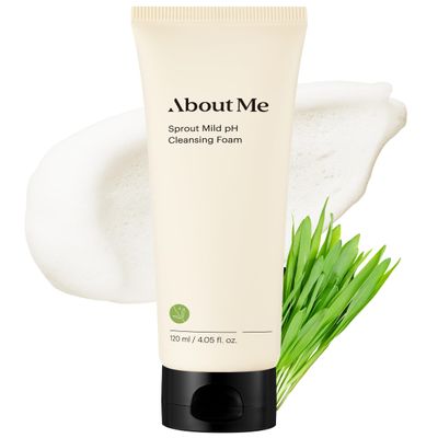 About Me Sprout Mild pH Cleansing Foam Korean Wheat Broccoli Sprout Extract Face Wash for All Skin Types Daily Gentle Cleansing with Amino Acids Korean Skin Care 4.05oz, 120ml