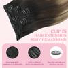 PINKPEARL Clip in Hair Extensions Real Human Hair #1B/4/27 Balayage Natural Black to Chocolate Brown and Caramel Blonde Clip in Hair 7pcs 120g 14inch Human Hair Extensios Clip ins(#1B/4/27-14) view 3
