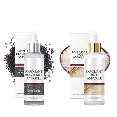 Peel Shot Glow Rice Ampoule Duo,2025 Upgrade Black and White Rice Exfoliant | Gentle Peel,Moisturizing & Pore Minimizer for Face (White+Black, 2 PCS 3.38 Fl Oz,)