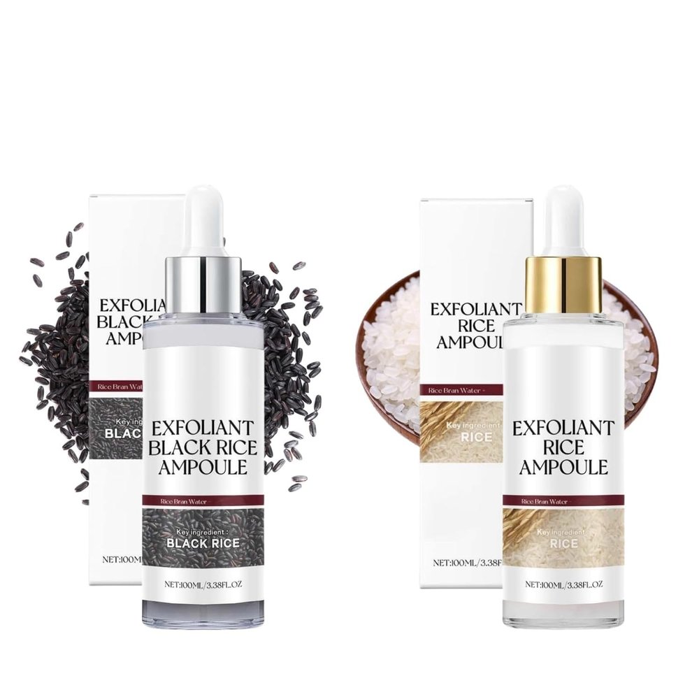 Peel Shot Glow Rice Ampoule Duo,2025 Upgrade Black and White Rice Exfoliant | Gentle Peel,Moisturizing & Pore Minimizer for Face (White+Black, 2 PCS 3.38 Fl Oz,)