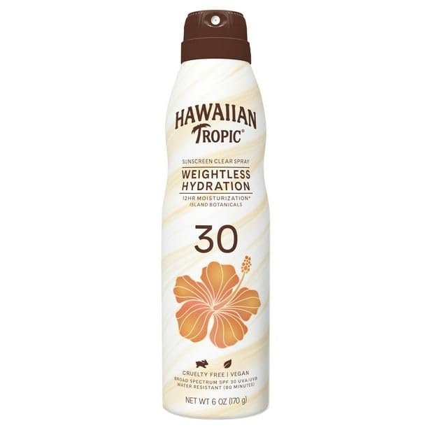 Tropic Weightless Hydration Clear Spray Sunscreen SPF 30, 6oz, With 12-Hour Moisturization, LIGHTWEIGHT AND NON-GREASY, ICONIC TROPIC SCENT