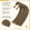 Sunny Hair 2 Pack Total 100G Nano Bead and I Tip Hair Extensions Real Human Hair Dark Brown Highlight Caramel Blonde 18inch view 4