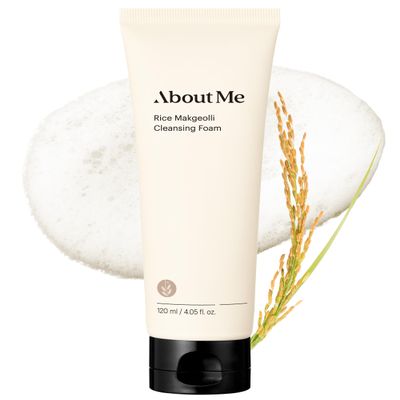 About Me Rice Makgeolli Cleansing Foam Korean Traditional Fermentation Face Wash for Sensitive Skin Daily pH Balanced Cleansing with Rice Bran Water Korean Skin Care 4.06oz, 120ml