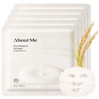 About Me Rice Makgeolli Gel Mask Korean Gyeongbokgung Rice Powder Hydrogel Face Mask for All Skin Types Traditional Fermentation with Galactomyces & Niacinamide Korean Skin Care 5 Sheet