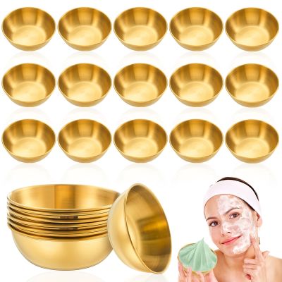 Teenyyou 18 Pcs 3.23 in Face Mask Mixing Bowl, Stainless Steel, Gold