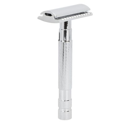 Ymiko Safety Double Vintage Style Smooth Accurate Shaving No Irritation Durable Nonslip Ergonomic Design Premium Zinc Alloy Men Shaving (Silver)