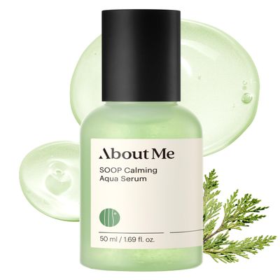 ABOUT ME SOOP Calming Aqua Serum  Korean 53.4% Jeju Cypress Water Bursting Capsules Serum for Sensitive Skin  Daily Barrier Repair with Centella & Tea Tree  Korean Skin Care  1.69oz, 50ml