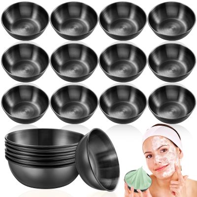 Teenyyou 12 Pcs 3.23 in Face Mask Mixing Bowl, Stainless Steel, Black