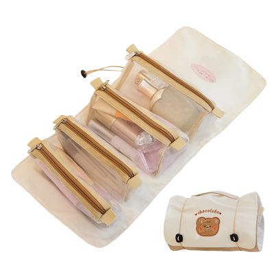 4 In 1 Roll Up Makeup Bag - Covenient Hanging Toiletry Bags | Roll Up Makeup Bag, Foldable Makeup Traavel Bag, Cosmetic Bag 4 In 1, Foldable Cosmetic Traveel Bag With Handle For Christmas