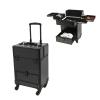 BUKGOCUMN Rolling Makeup Train Case, 13.4 * 9.8 * 18.5inch Wheeled Manicure Storage Case Polish Organizer Professional Makeup Trolley, for Hairstylist Artist Salon Cosmetologist Stylist (Black) view 1