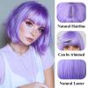 12 Inch Short Bob Light Purple Wig with Bangs, Colorful Wig for Halloween Daily Cosplay & Party Use, Heat Resistant Straight Synthetic Cosplay Party Wigs for Women (Light Purple) view 2