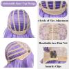 12 Inch Short Bob Light Purple Wig with Bangs, Colorful Wig for Halloween Daily Cosplay & Party Use, Heat Resistant Straight Synthetic Cosplay Party Wigs for Women (Light Purple) view 4