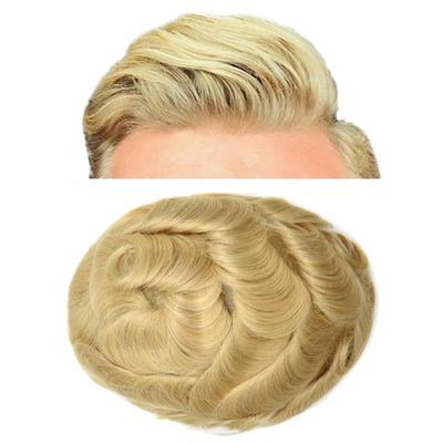 Hair Wonders Fine Mono Mens Toupee Hair Replacement System For Men Lace Front Hairpiece for Men Hair System Mens Hairpieces (#22R Light Blonde, 8x10-120% Light Medium Density)